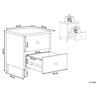 Beliani Nachttisch mit 2 Schubladen aus Stahl Modern KYLEA  