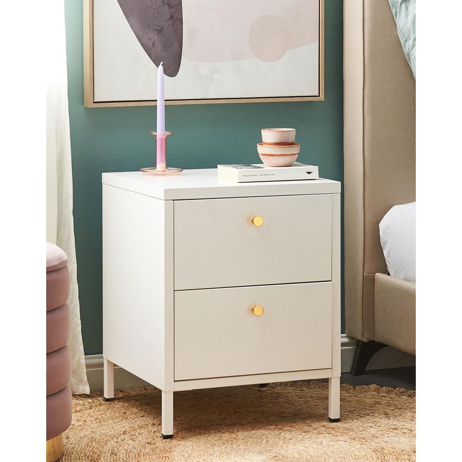 Beliani Nachttisch mit 2 Schubladen aus Stahl Modern KYLEA  