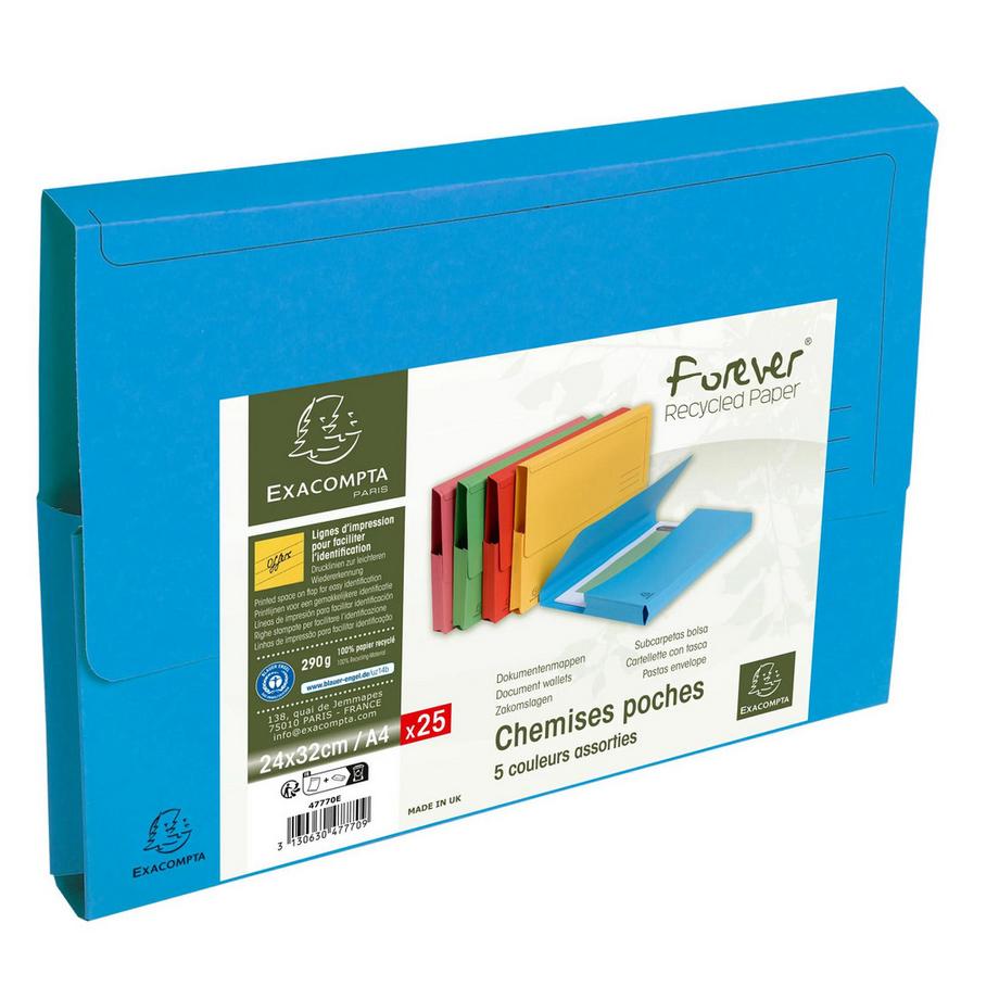 Exacompta Confezione da 25 cartelle con tasca Forever 290 - 24x32cm - x 6  
