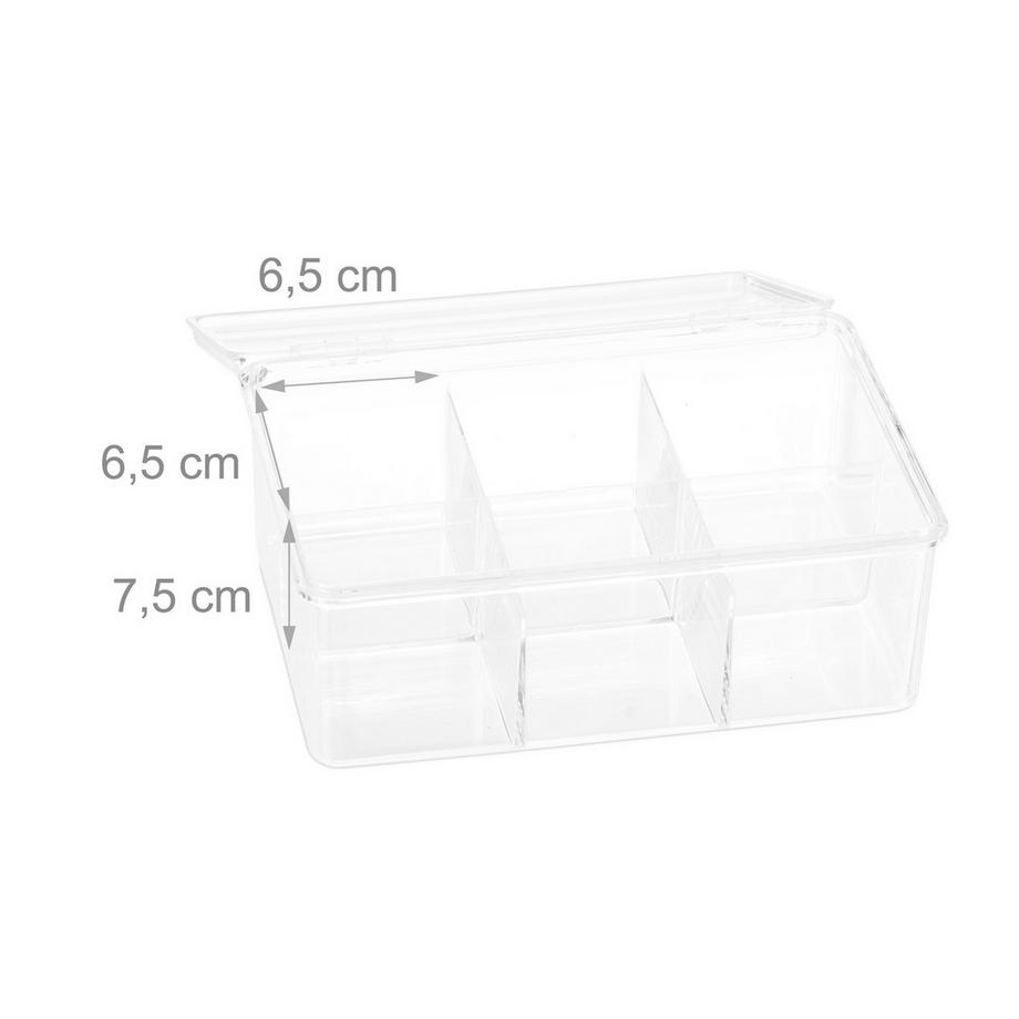 B2X Scatola da tè trasparente con 6 scomparti  