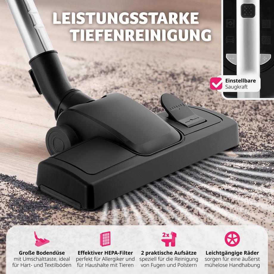 Tectake Aspirapolvere VC900 900 W, senza sacchetto  