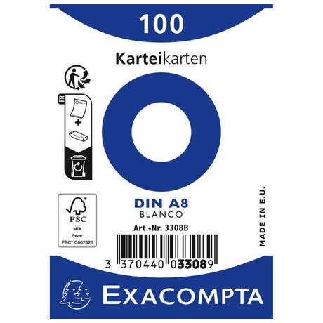 Exacompta Paquet 100 fiches sous film - bristol uni non perforé 55x74mm - x 48  