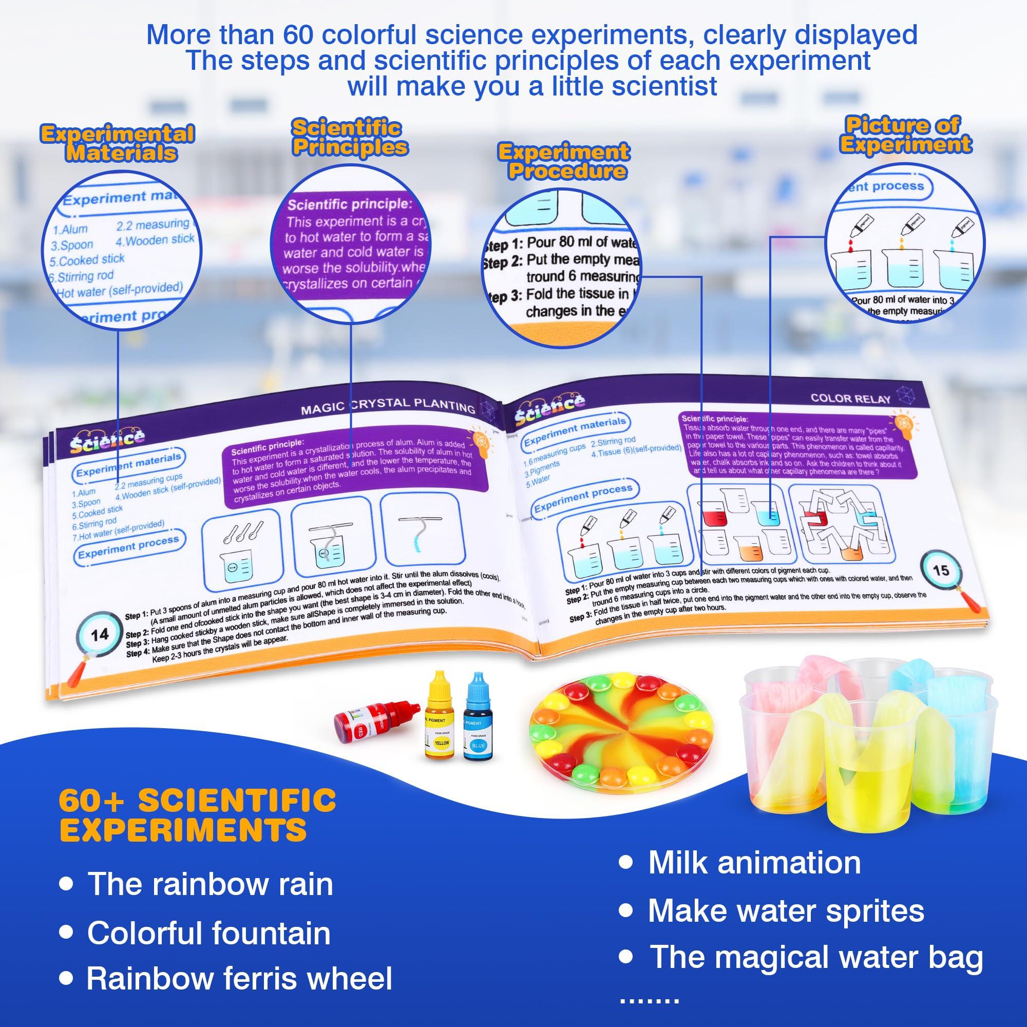 Activity-board  Kit de 80+ expériences scientifiques pour enfants, jouets scientifiques STEM, kit de chimie, culture de cristaux, volcan, laboratoire de chimie 