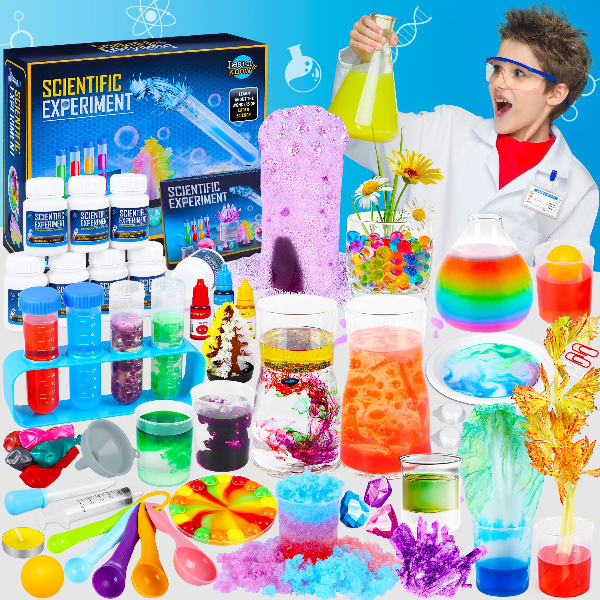 Activity-board  Kit de 80+ expériences scientifiques pour enfants, jouets scientifiques STEM, kit de chimie, culture de cristaux, volcan, laboratoire de chimie 