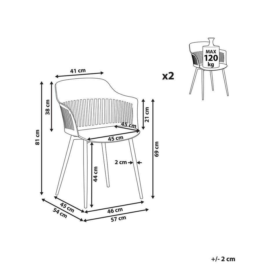 Beliani Lot de 2 chaises de salle à manger en Matière synthétique Moderne BERECA  