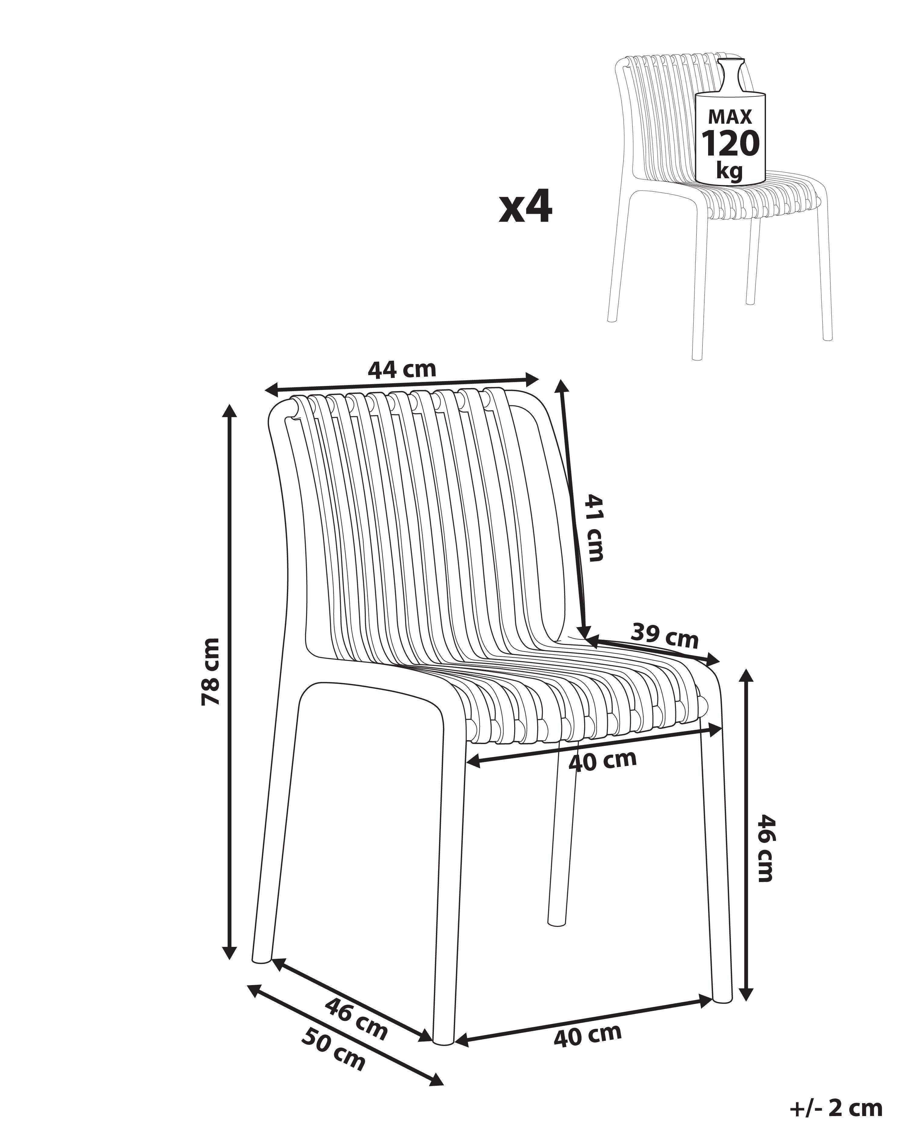 Beliani Lot de 4 chaises de jardin en Polypropylène Moderne ARICCIA  