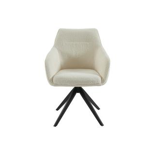 Vente-unique Sedia girevole con braccioli Tessuto bouclette e Metallo nero Bianco - Lotto di 2 - MUSE  