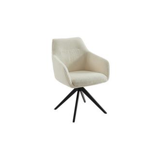 Vente-unique Sedia girevole con braccioli Tessuto bouclette e Metallo nero Bianco - Lotto di 2 - MUSE  