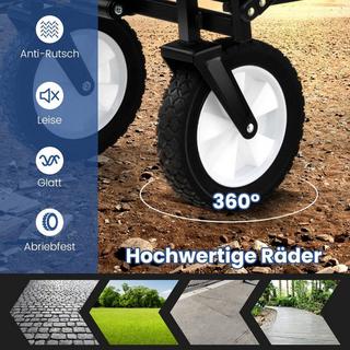 Northio Carretto pieghevole con manico regolabile e portabicchieri, portata fino a 68 kg per la spesa, il campeggio, blu navy  