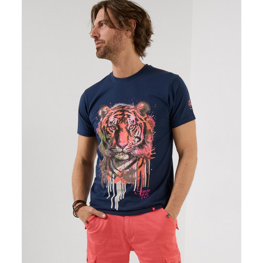 T-Shirt mit Tigermotiv und Farbverlauf
