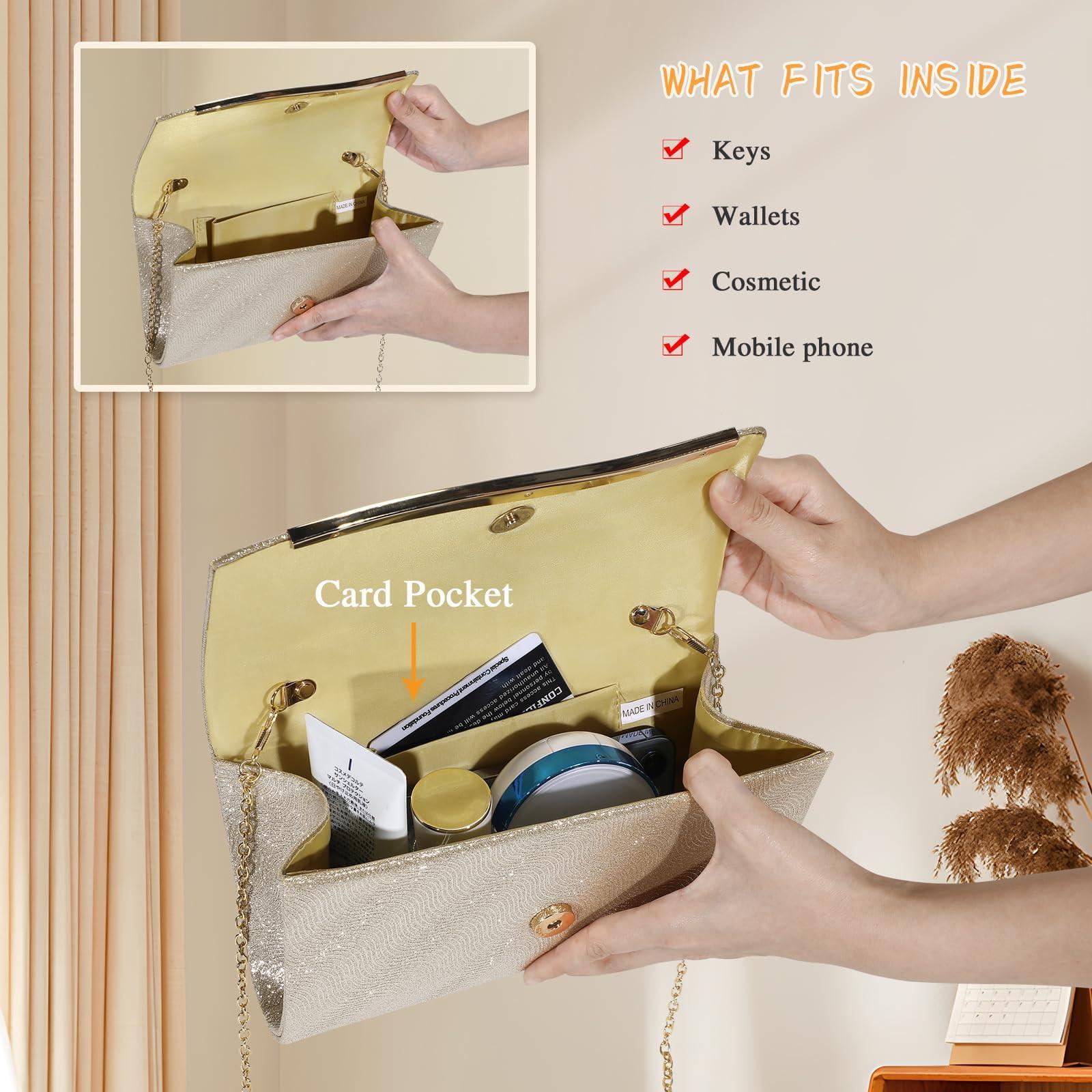 Only-bags.store Modische Abendhandtasche Elegante Hochzeitsketten-Clutch  