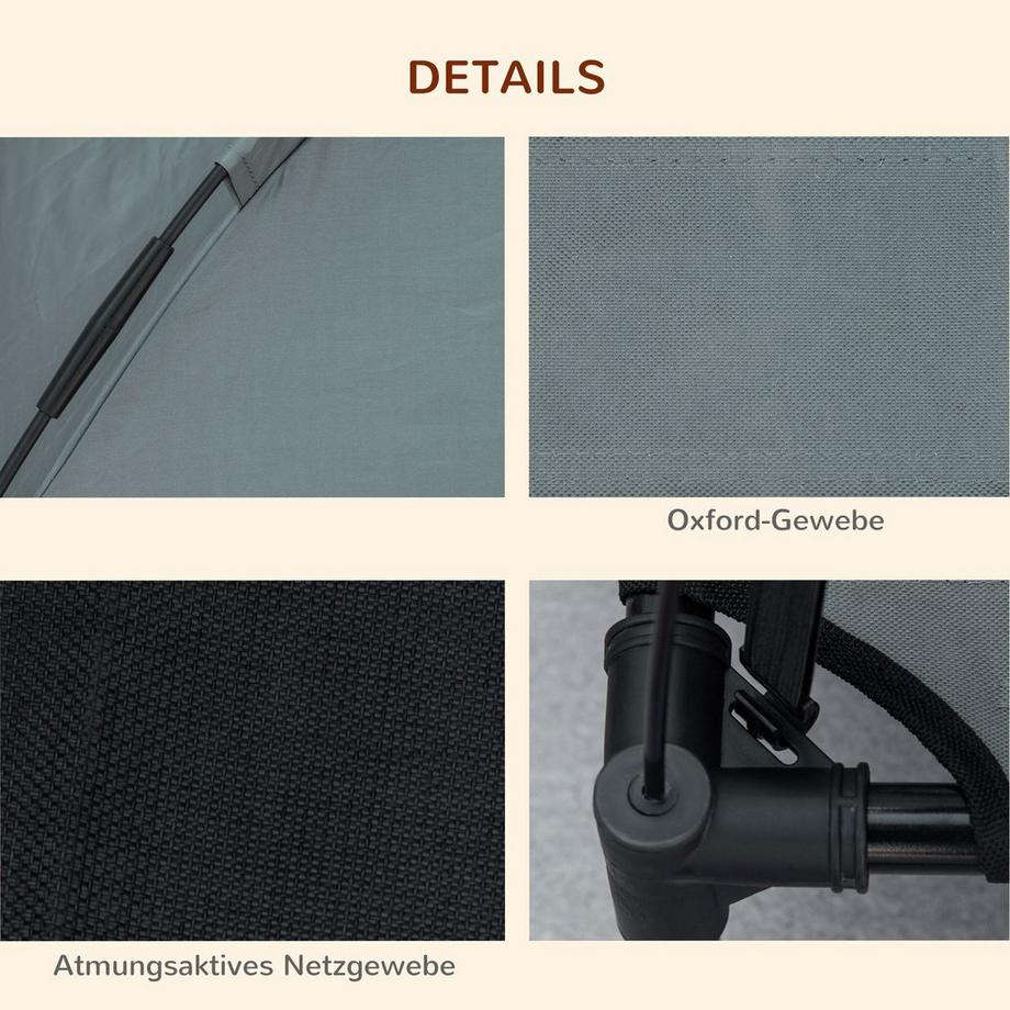 Northio  Hundeliege Outdoor Mit Dach Erhöhtes Haustierbett Mit Baldachin, Atmungsaktiver Taftstoff, Grau, 61X46X62Cm 