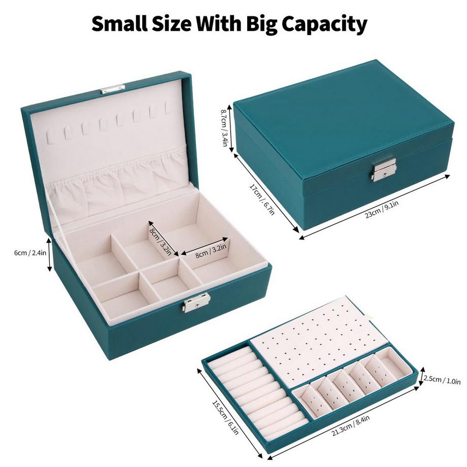 Only-bags.store  Schmuckkästchen mit 2 Ebenen, PU-Leder-Schmuckkästchen 