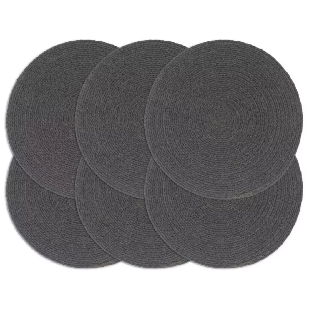 VidaXL - Napperons  pcs rond coton coton, 6 Stück, Gris