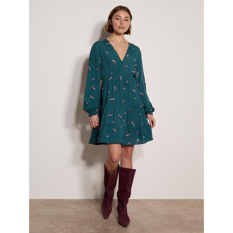 APRICOT Mini-robe en crêpe à imprimé cerises  