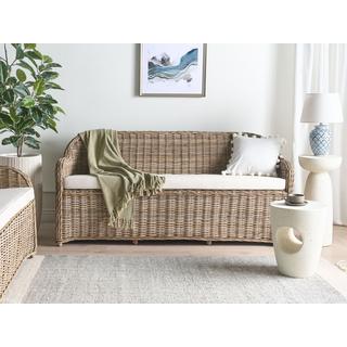 Beliani Panca da giardino con cuscino en Rattan Boho SUSUA  