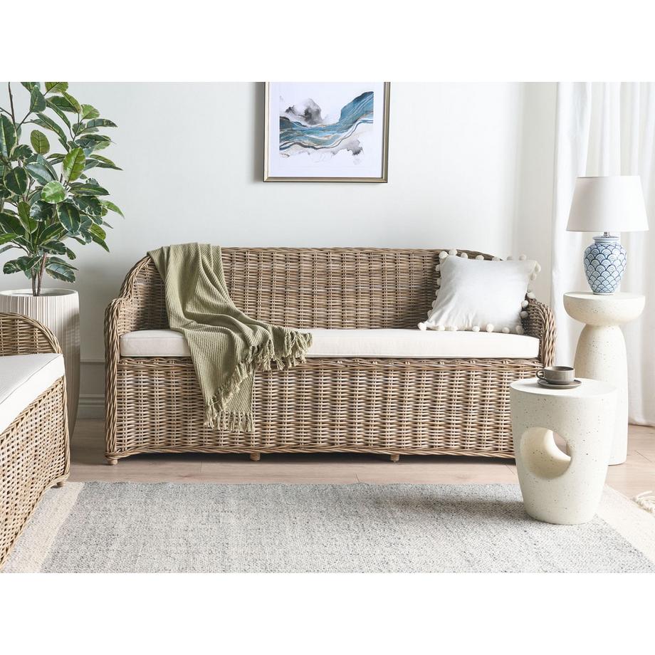 Beliani Banc avec coussin d'assise en Rotin Boho SUSUA  