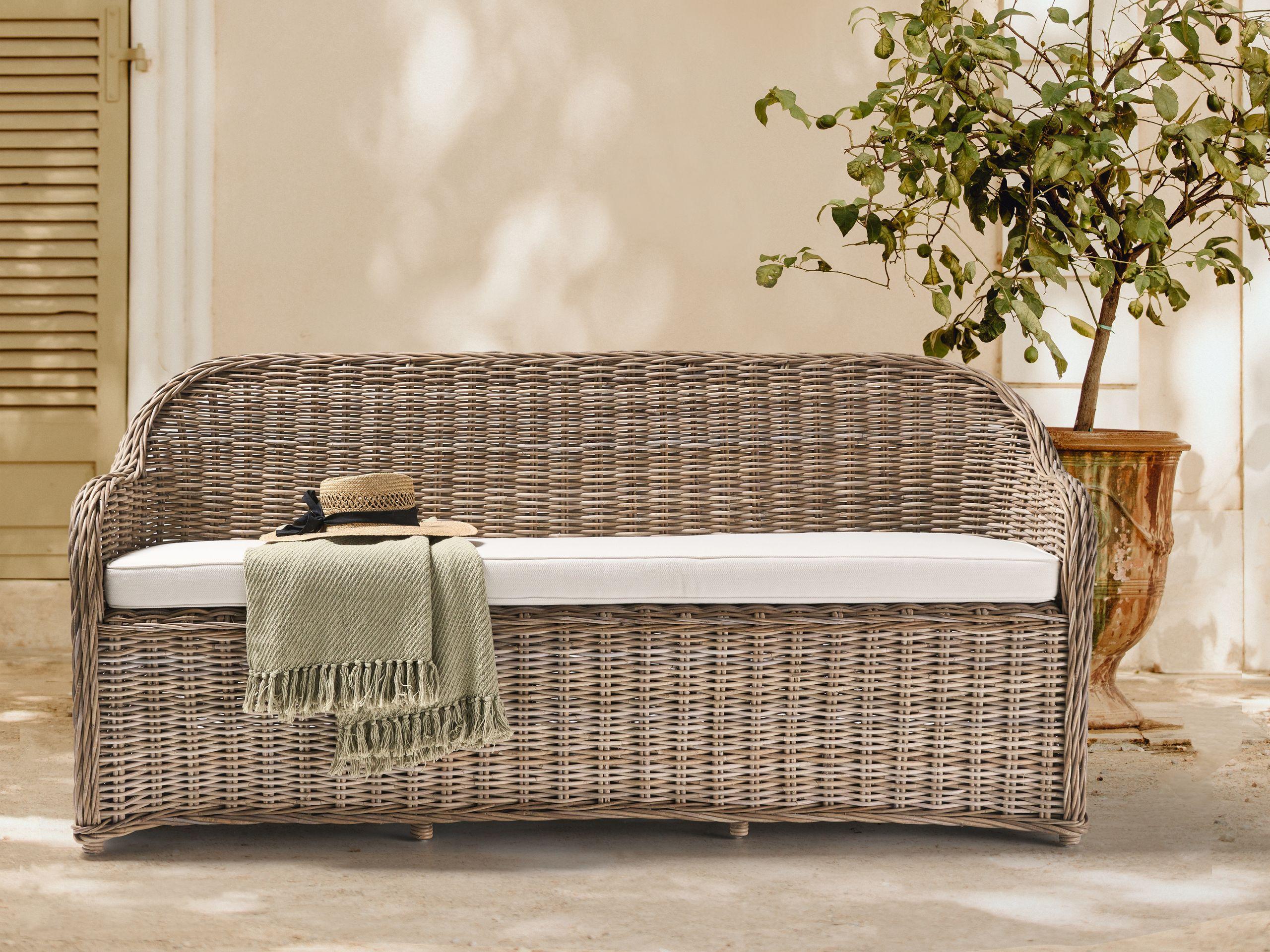 Beliani Panca da giardino con cuscino en Rattan Boho SUSUA  