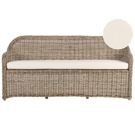 Beliani Panca da giardino con cuscino en Rattan Boho SUSUA  