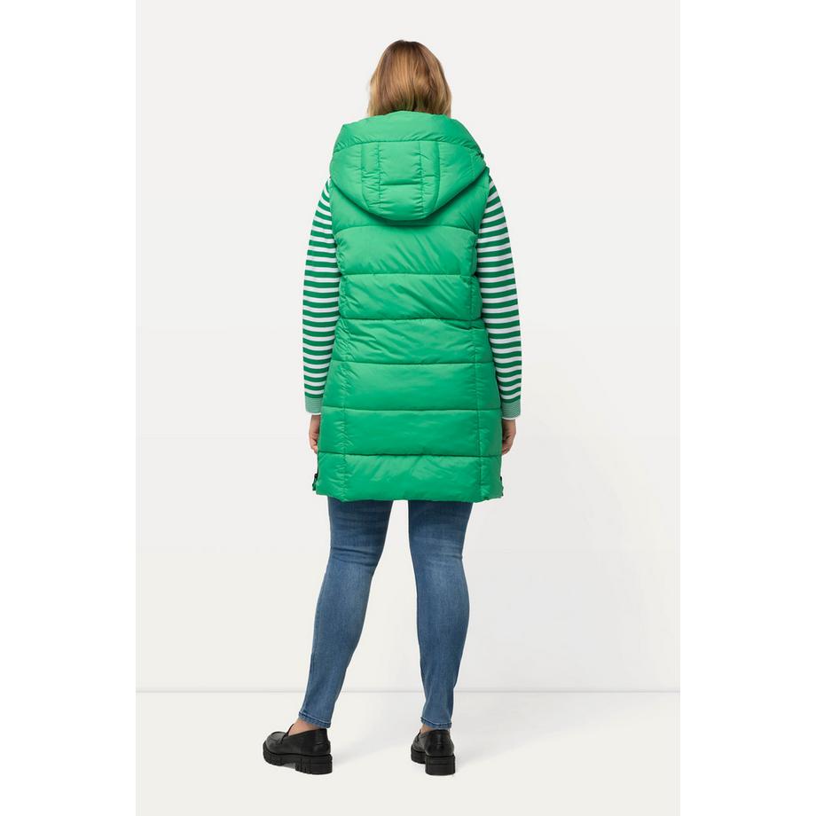 Ulla Popken Long Gilet Matelassé Fermeture Éclair à Double Sens Déperlant  