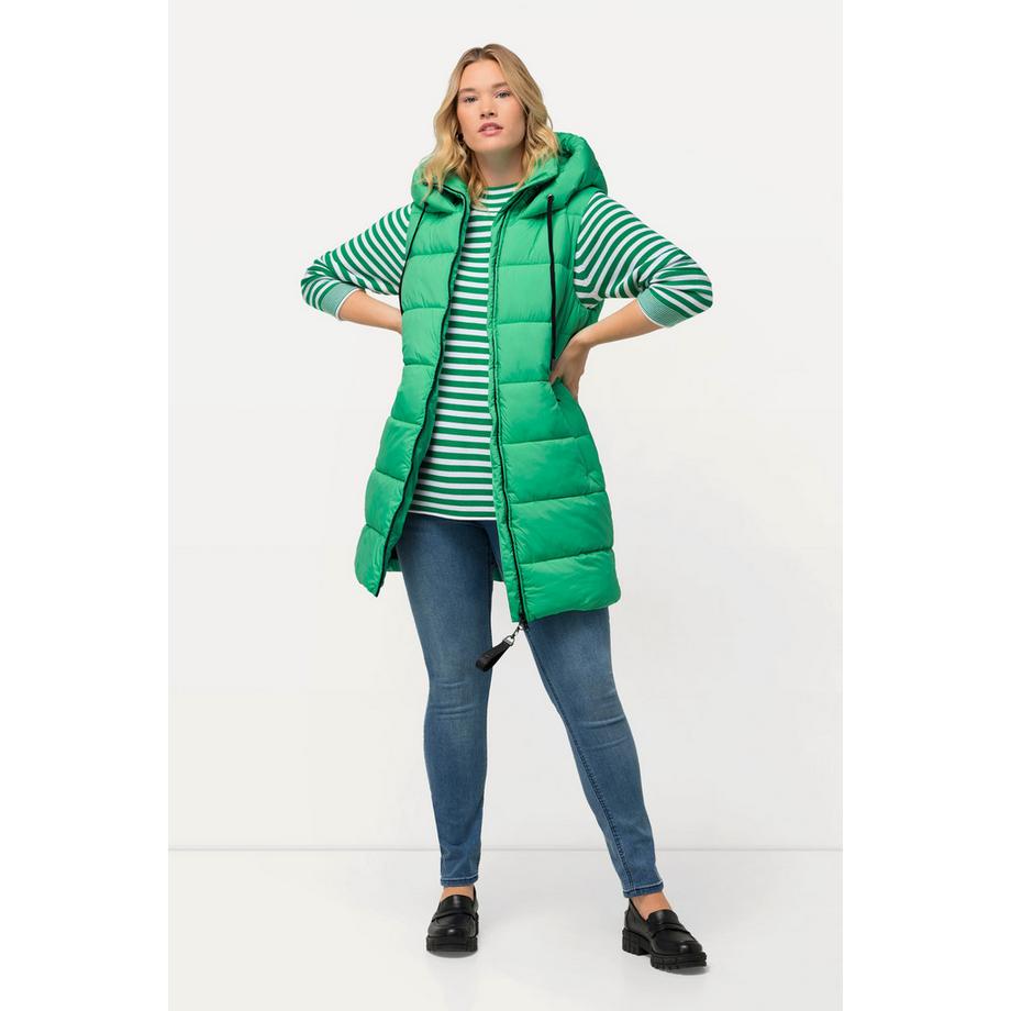 Ulla Popken Long Gilet Matelassé Fermeture Éclair à Double Sens Déperlant  