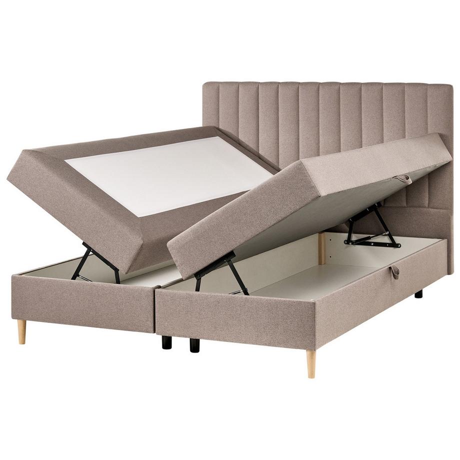 Beliani Lit boxspring avec rangement en Tissu Moderne OFFICER  