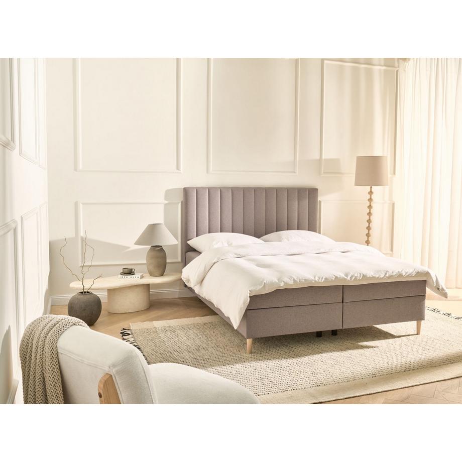 Beliani Lit boxspring avec rangement en Tissu Moderne OFFICER  