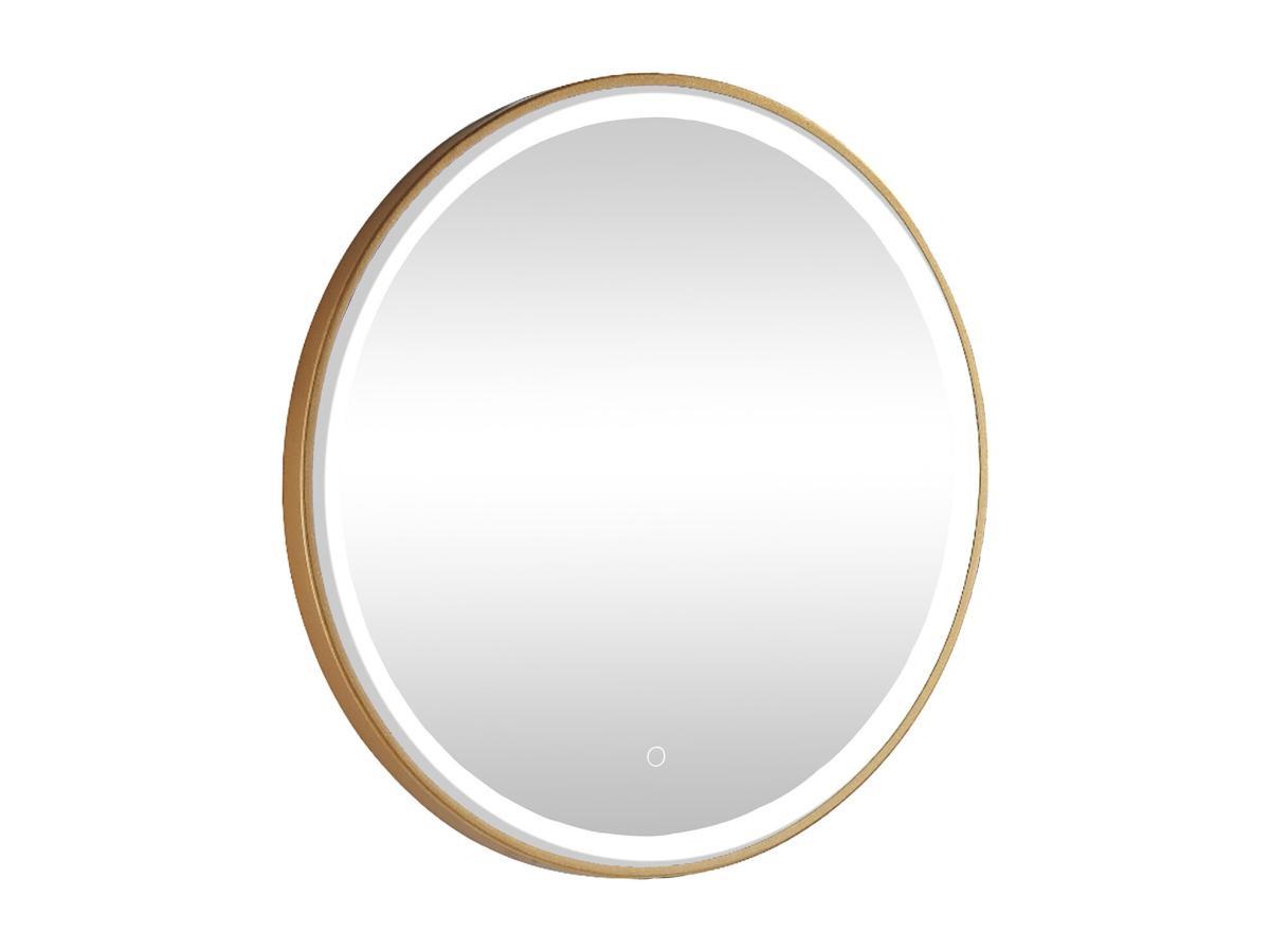 Vente-unique Miroir de salle de bain lumineux rond doré avec Leds - D80 cm - NUMEA  