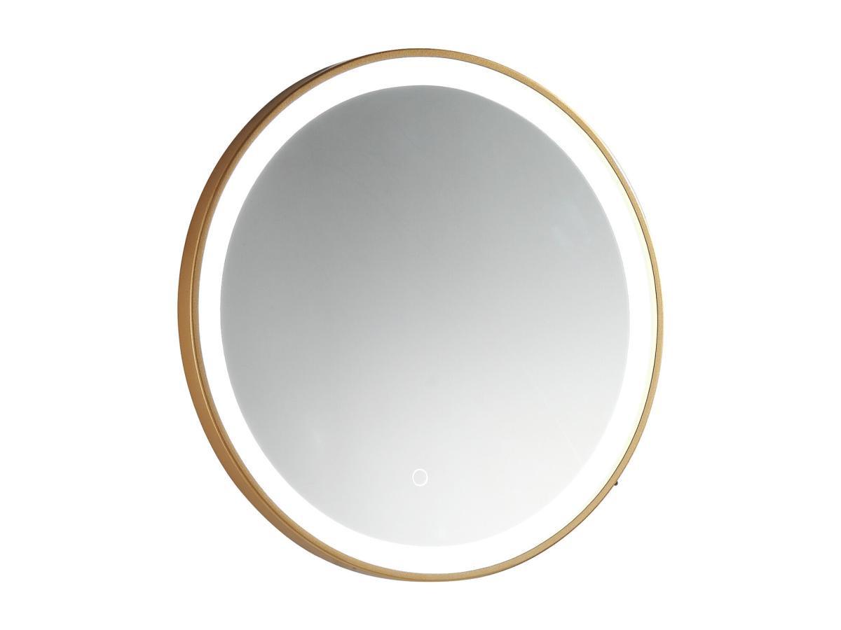 Vente-unique Miroir de salle de bain lumineux rond doré avec Leds - D80 cm - NUMEA  