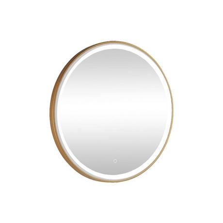 Vente-unique Miroir de salle de bain lumineux rond doré avec Leds - D80 cm - NUMEA  