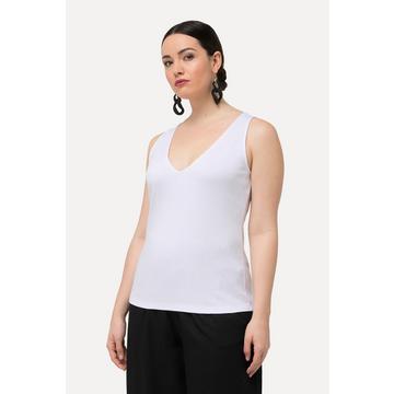 Débardeur col en V en jersey côtelé, coupe Slim Fit