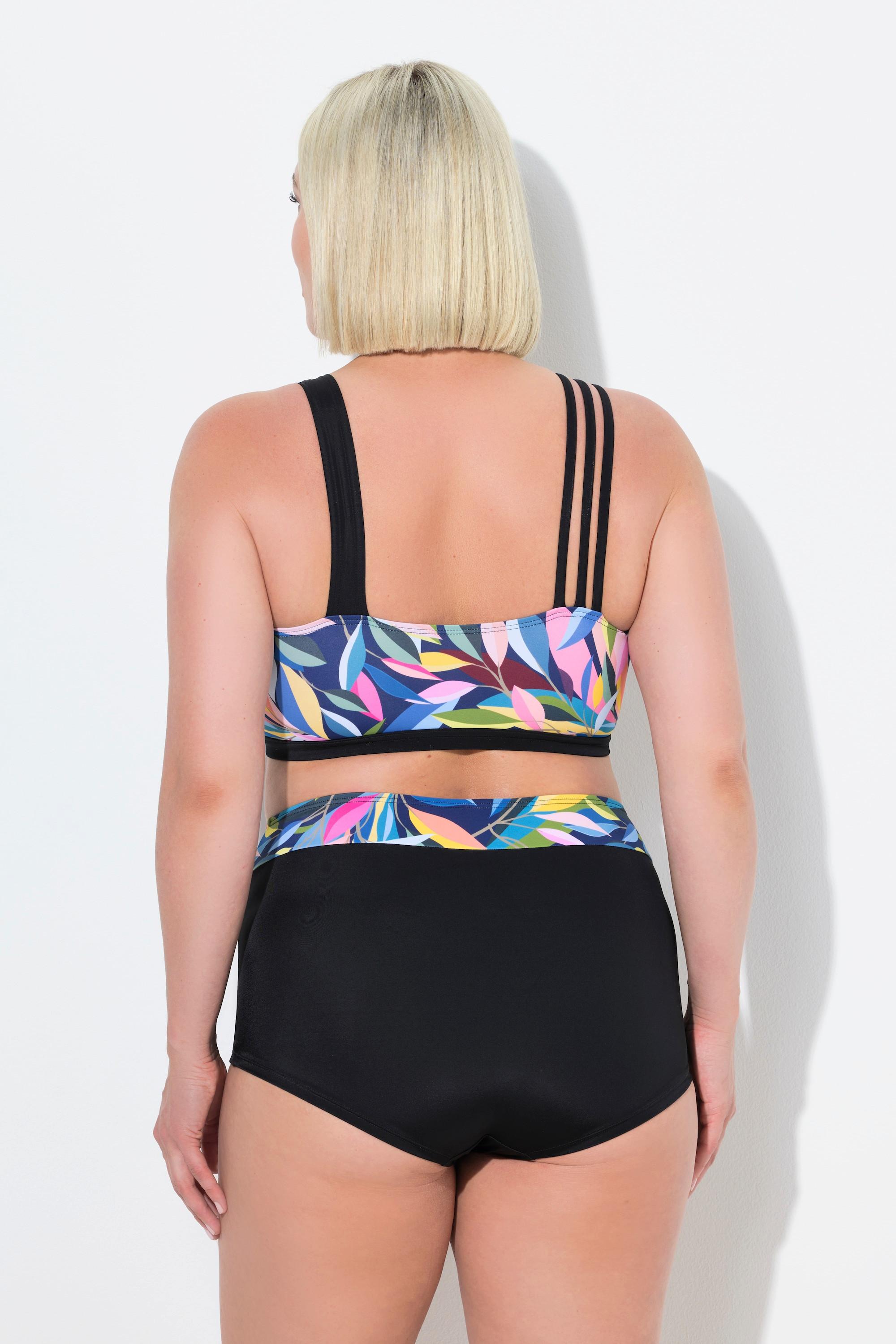 Ulla Popken Bikini Stampa Foglie Coppe Morbide Spalline Triple  