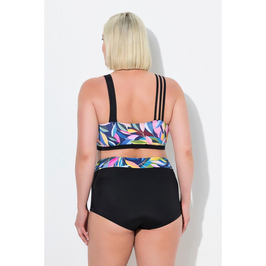 Ulla Popken Bikini Imprimé Feuilles Bonnets Souples Bretelles Triples  