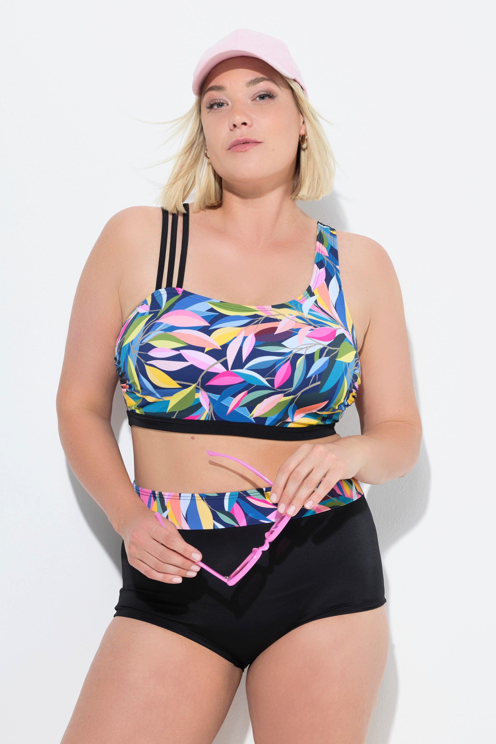 Ulla Popken Bikini Stampa Foglie Coppe Morbide Spalline Triple  