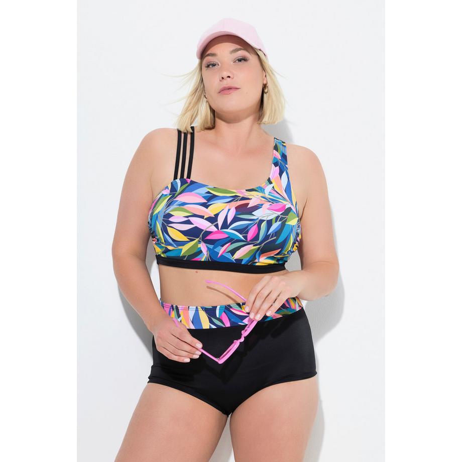 Ulla Popken Bikini Imprimé Feuilles Bonnets Souples Bretelles Triples  
