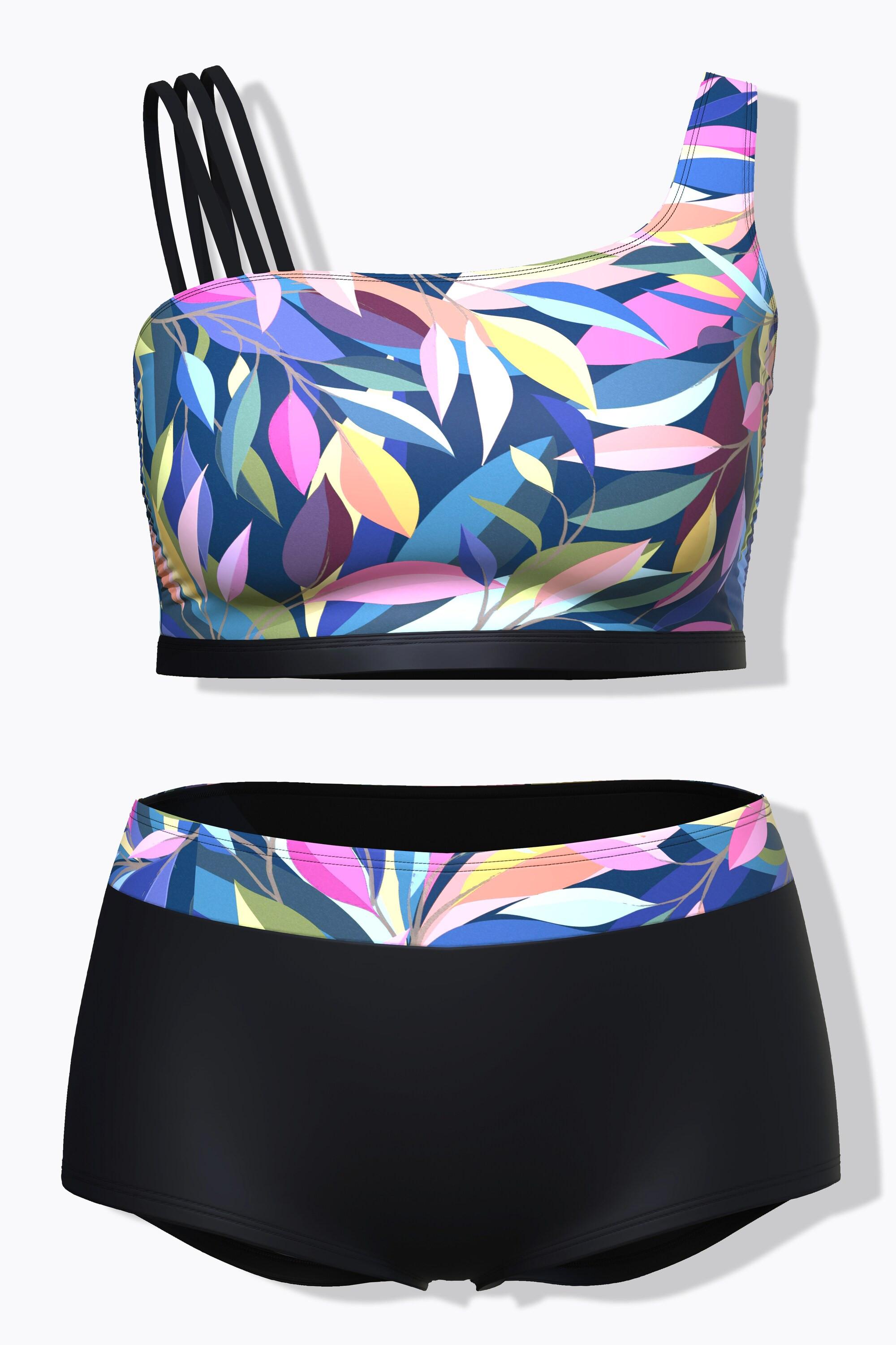 Ulla Popken Bikini Stampa Foglie Coppe Morbide Spalline Triple  