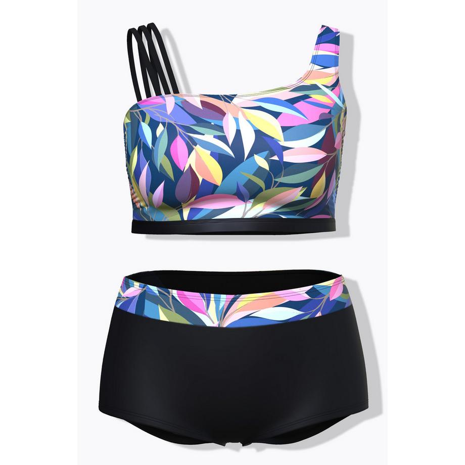 Ulla Popken Bikini Imprimé Feuilles Bonnets Souples Bretelles Triples  