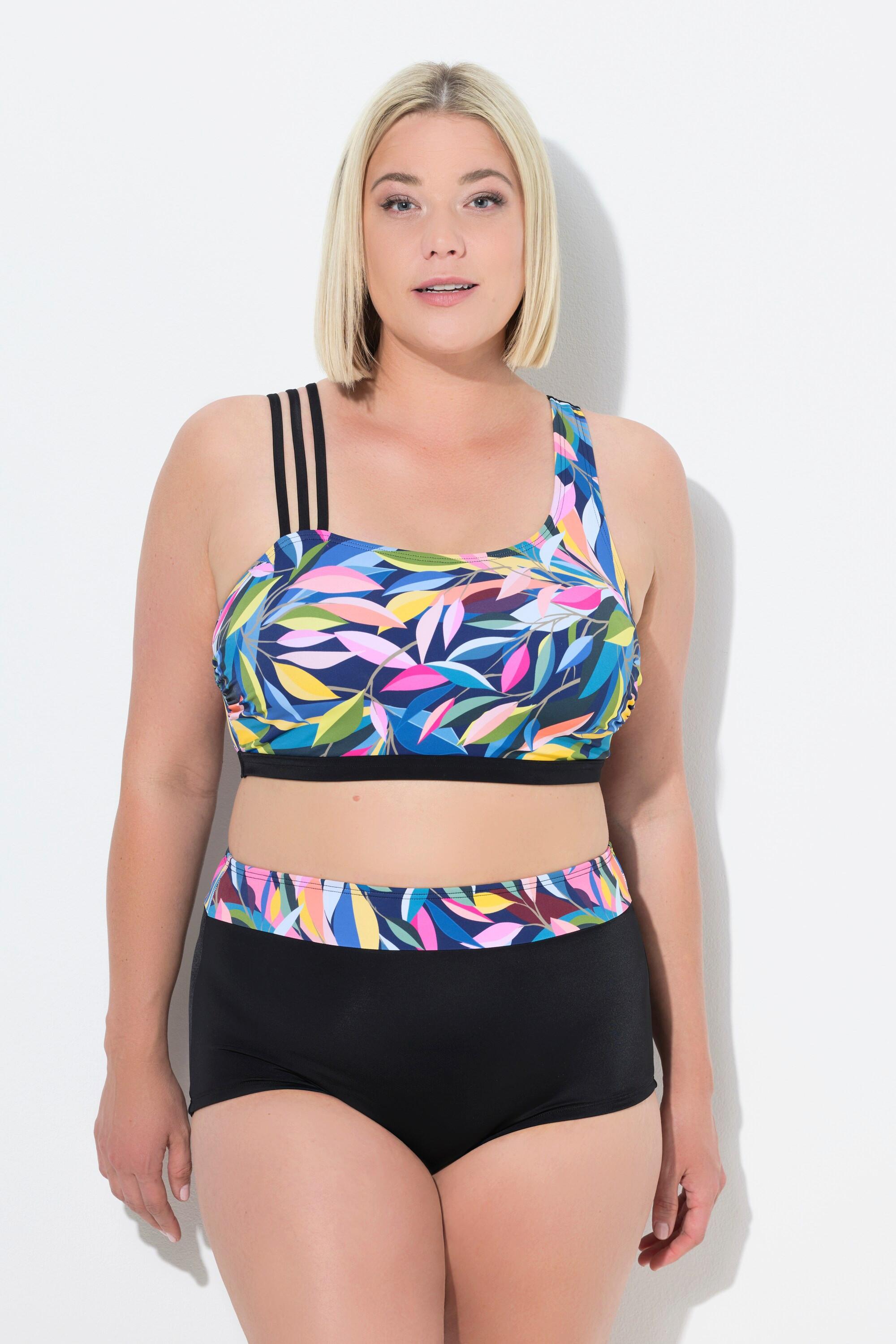 Ulla Popken Bikini Stampa Foglie Coppe Morbide Spalline Triple  