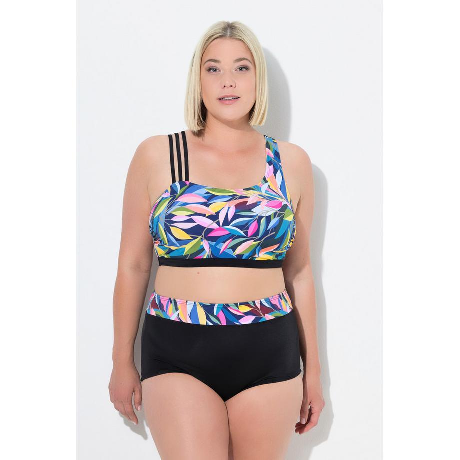 Ulla Popken Bikini Imprimé Feuilles Bonnets Souples Bretelles Triples  