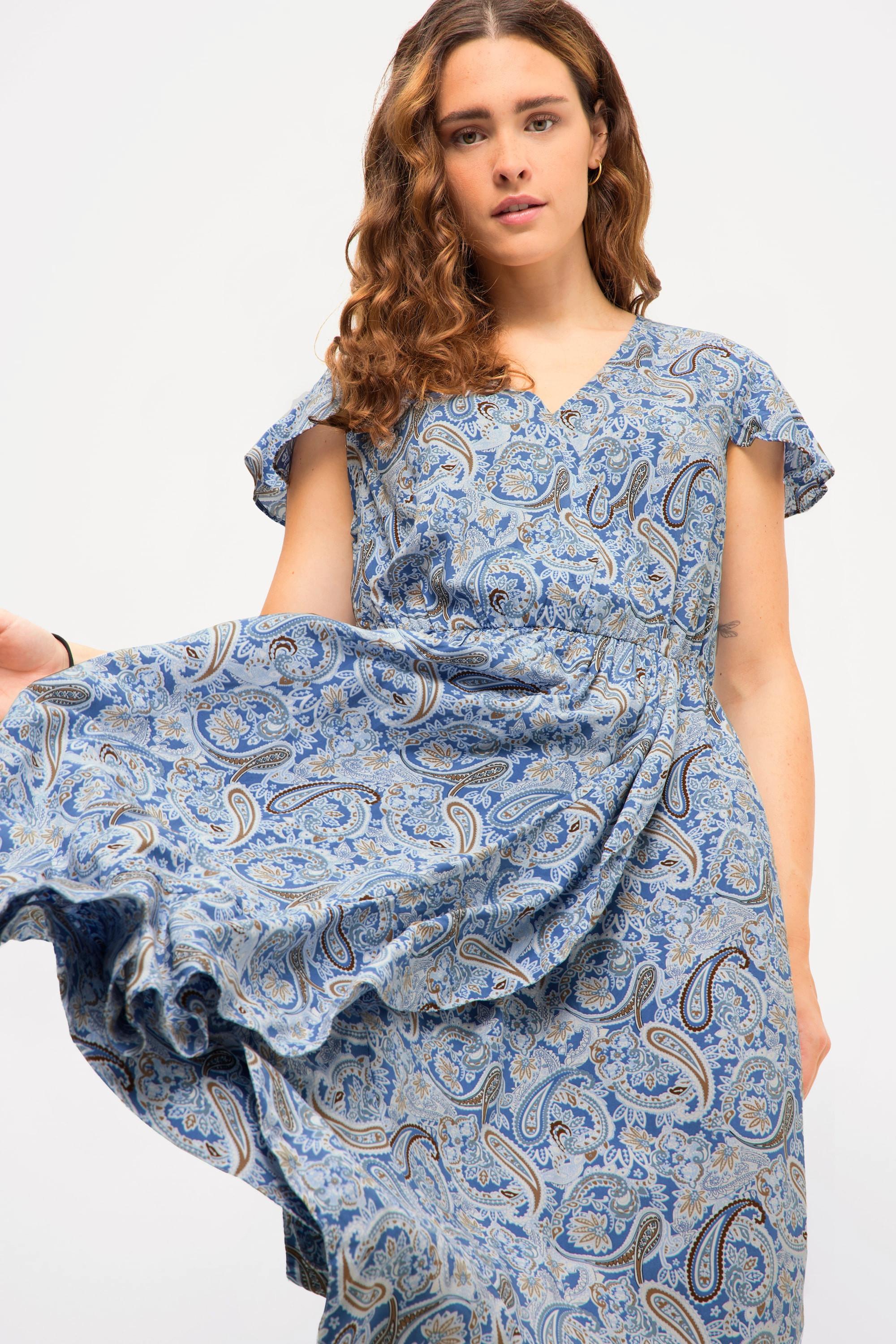 Studio Untold  Midikleid, A-Line, Paisley Print, V-Ausschnitt, Halbarm 