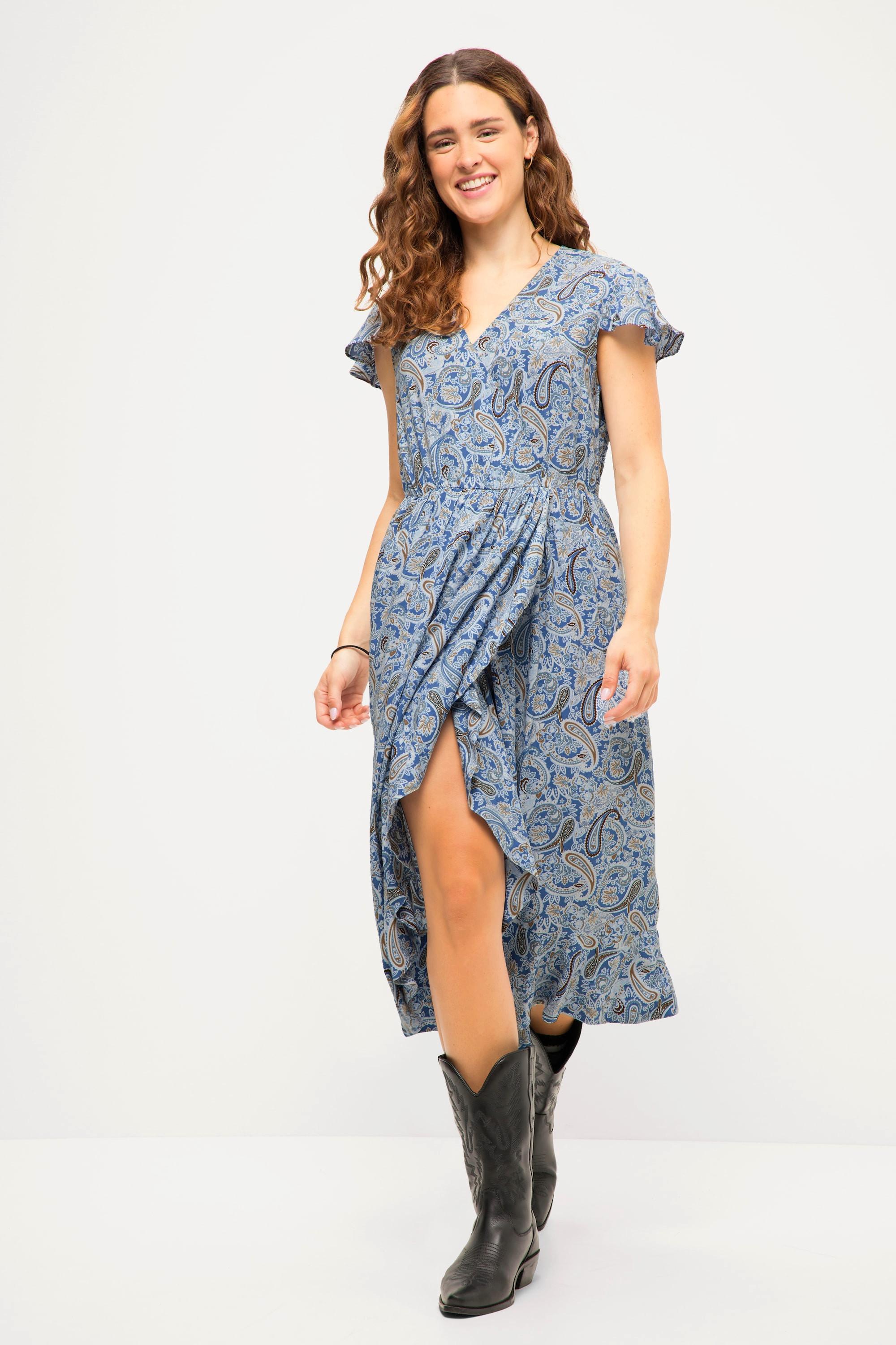 Studio Untold  Midikleid, A-Line, Paisley Print, V-Ausschnitt, Halbarm 