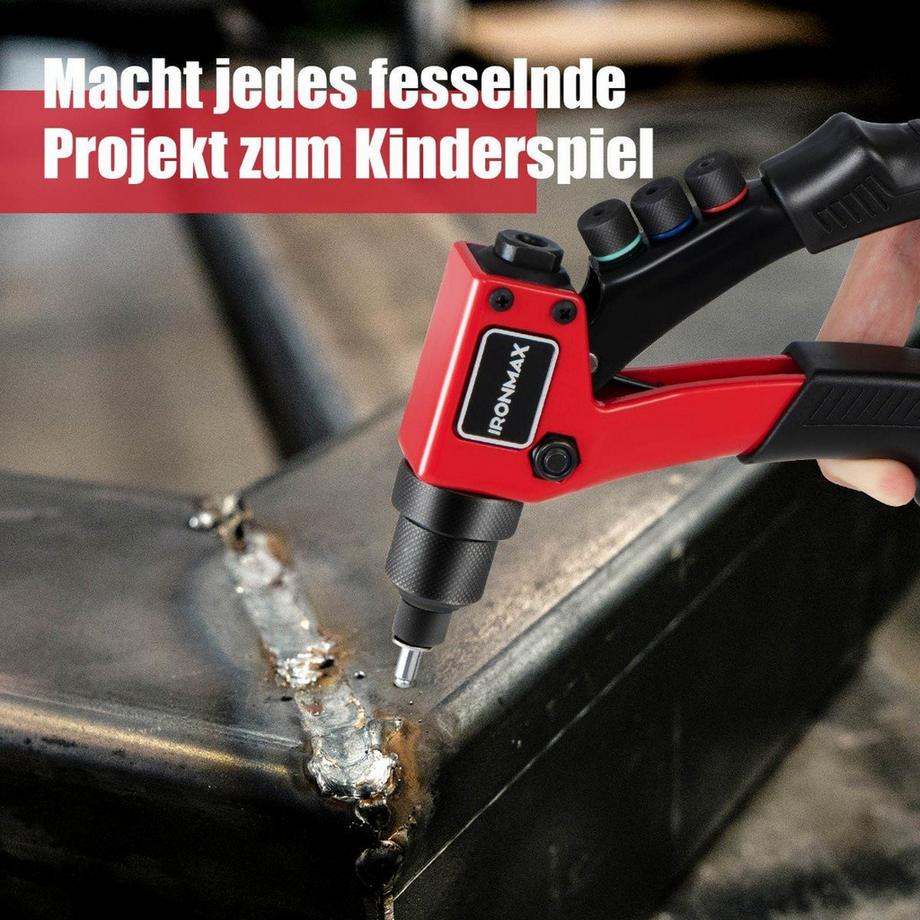 Northix Handnietzange Schwere Manuelle Nietpistole mit 200 Nieten Nietwerkzeugkit mit Tragetasche  