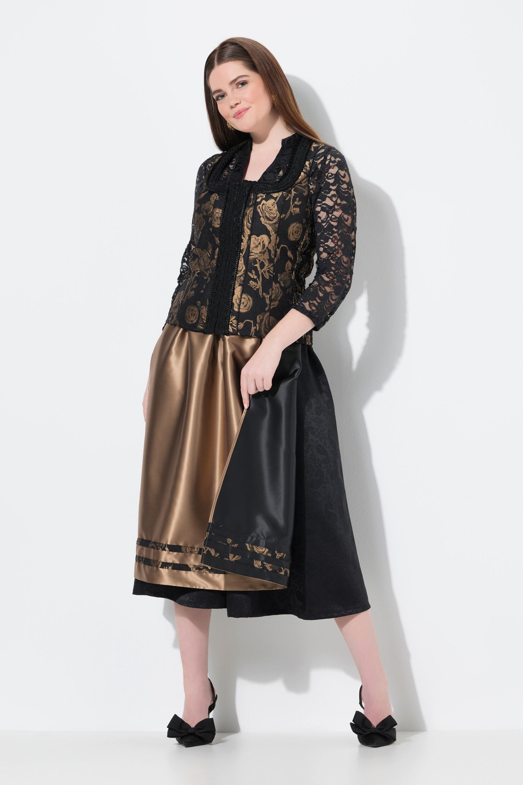 Ulla Popken Wende-Dirndlschürze gesmokt Zierbänder  