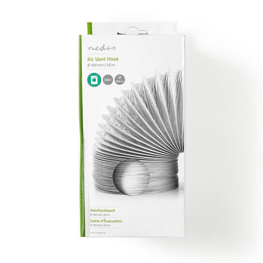 Nedis Tubo di uscita dell'aria PVC | 100 mm | 3,00 m | Adatto per: Ventilazione dell'aria / Asciugatrici | Bianco  