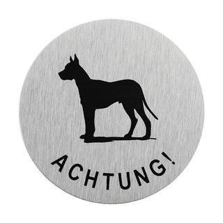 Pricenet Insegna per porta in alluminio " Achtung Hund " Ø75mm  