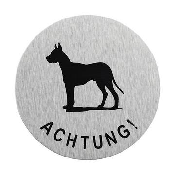 Insegna per porta in alluminio " Achtung Hund " Ø75mm