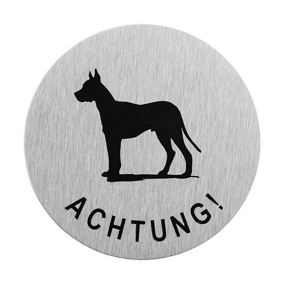 Plaque de porte en aluminium " Achtung Hund " Ø75mm