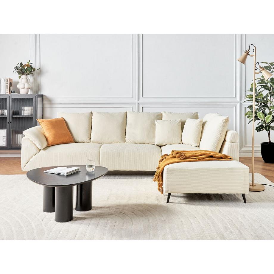 Beliani Canapé d'angle en Velours côtelé Rétro LUNNER  