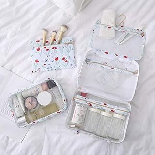 Only-bags.store  Trousse de toilette suspendue, grande trousse de toilette avec crochet, trousse de toilette (fleur blanche) 