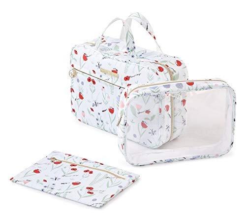 Only-bags.store  Trousse de toilette suspendue, grande trousse de toilette avec crochet, trousse de toilette (fleur blanche) 